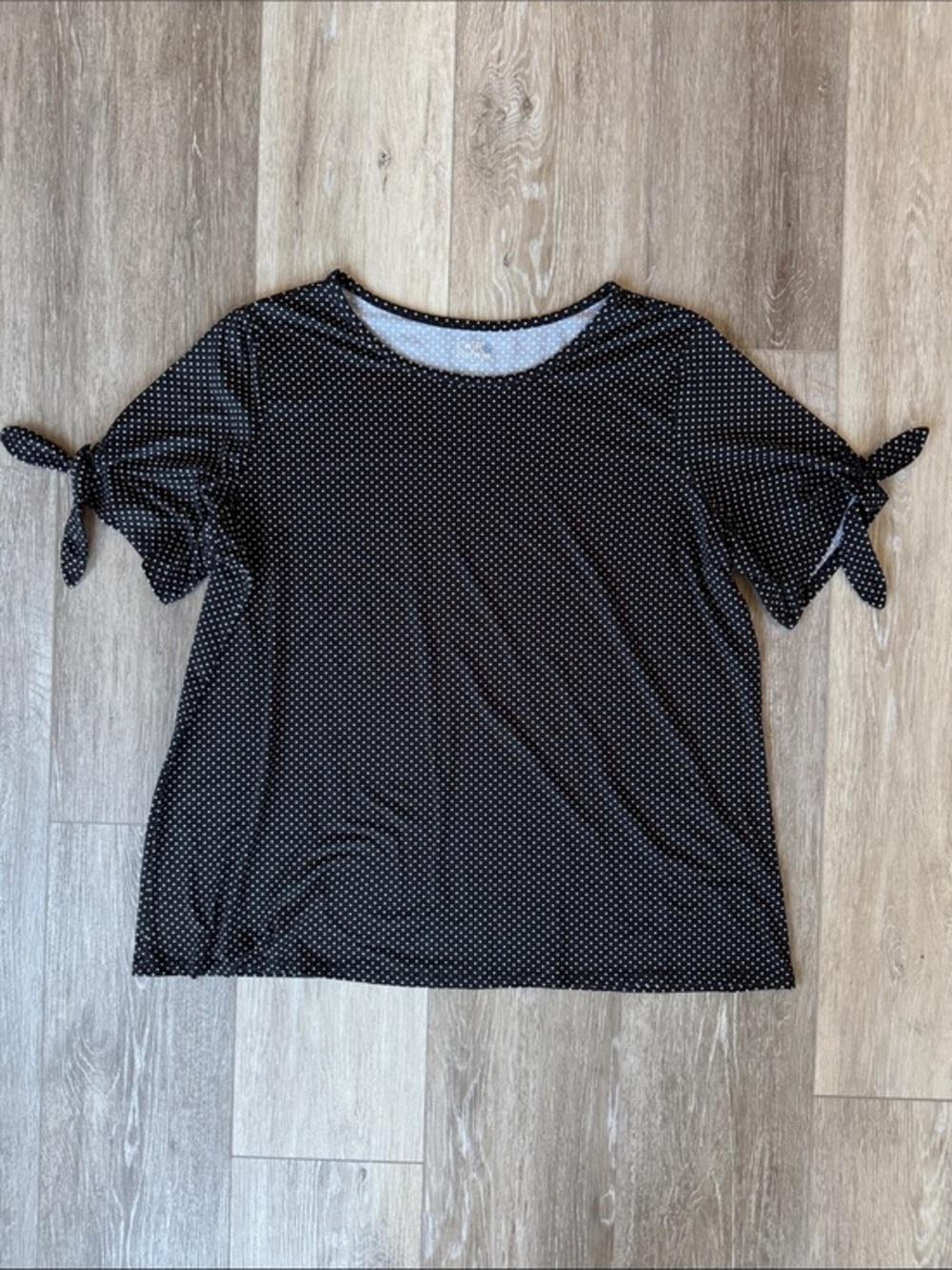 croft & barrow Black Polka Dot Tie-Sleeve Tee